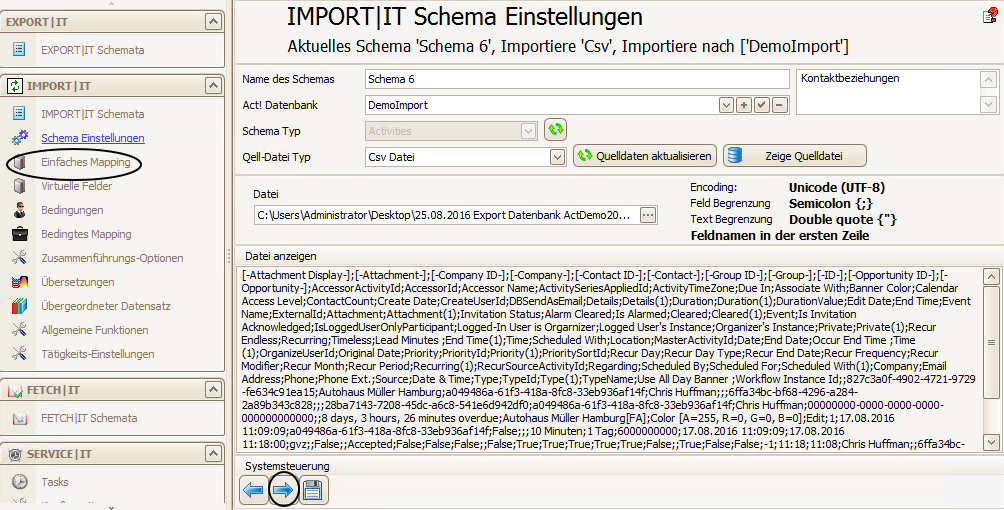 import schema tätigkeiten