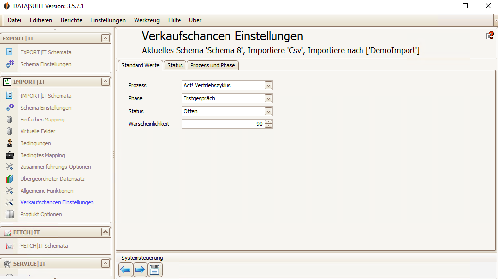 verkaufschancen einstellungen