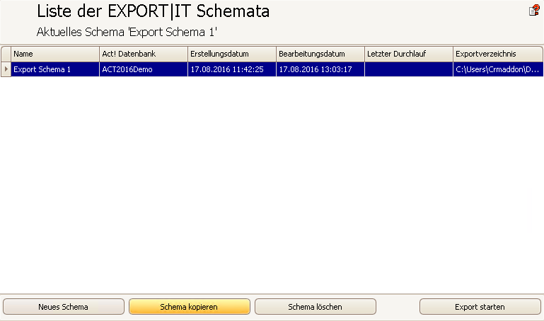 export schema kopieren