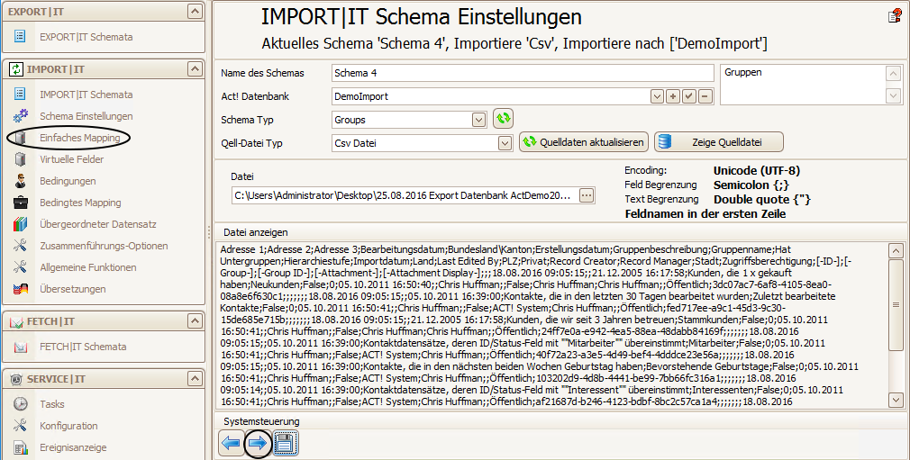import schema gruppen