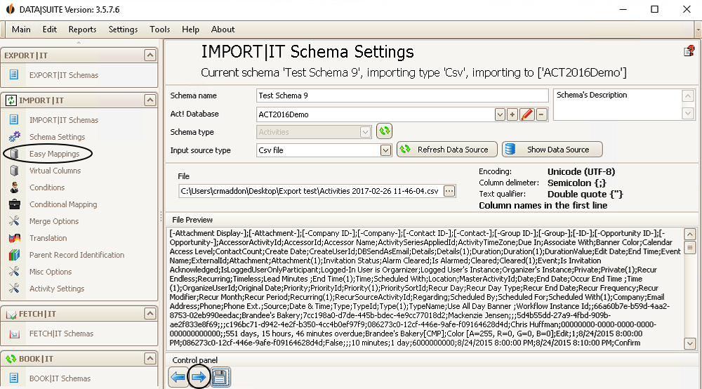 how to import activities
