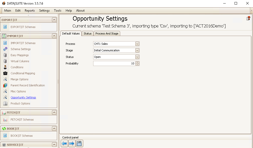 opportunity settings