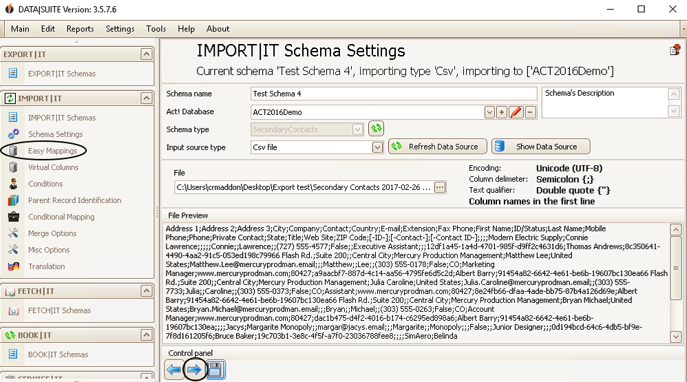 how to import secondary contacts