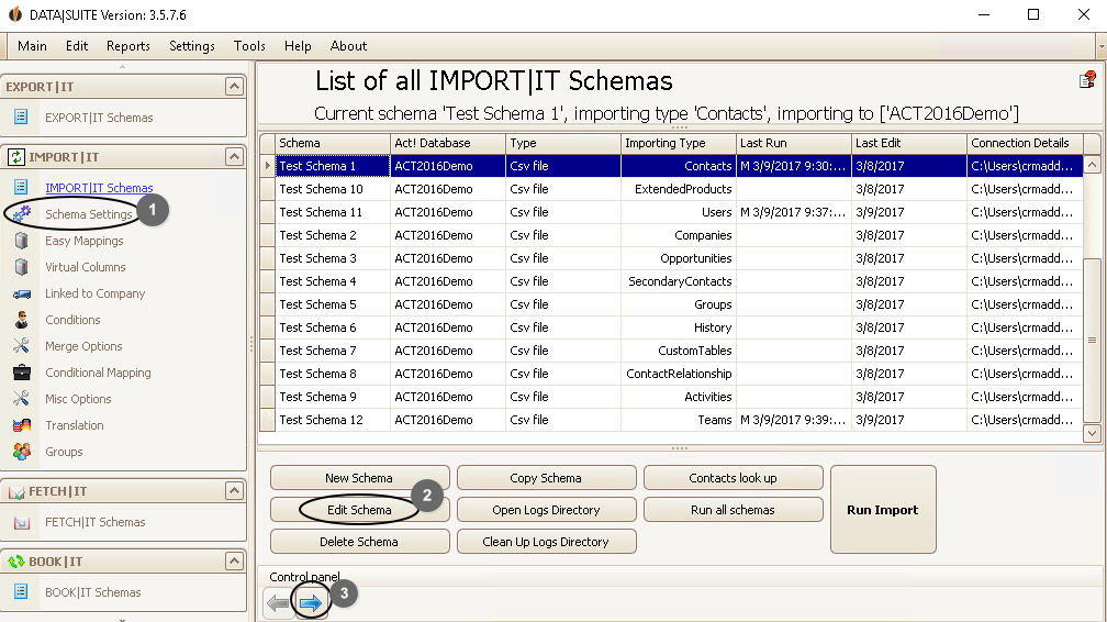 edit import schema