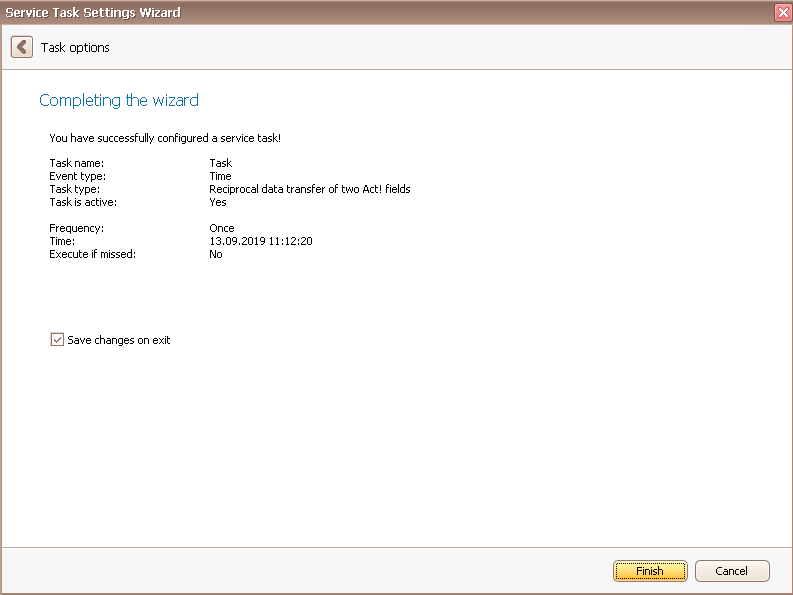 serviceit reciprocal data transfer of two act fields 2