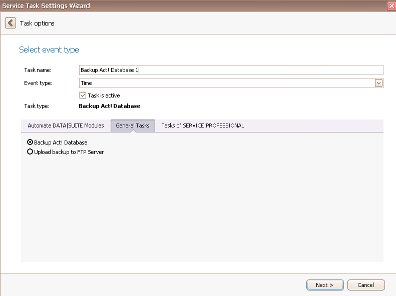 serviceit backup act database