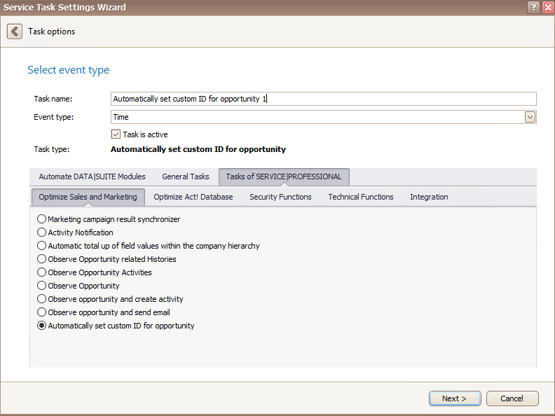 automatically set custom id for opportunity