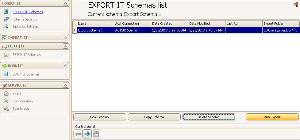 run export schema