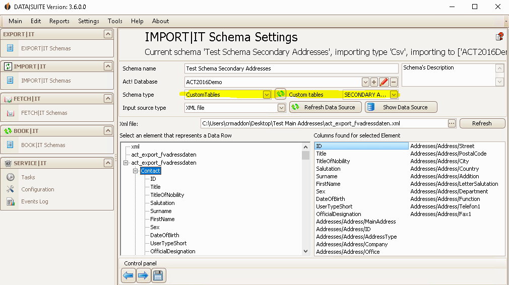 how to import secondary addresses