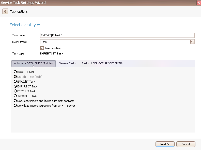serviceit exportit task