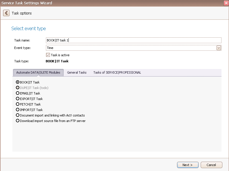 serviceit bookit task