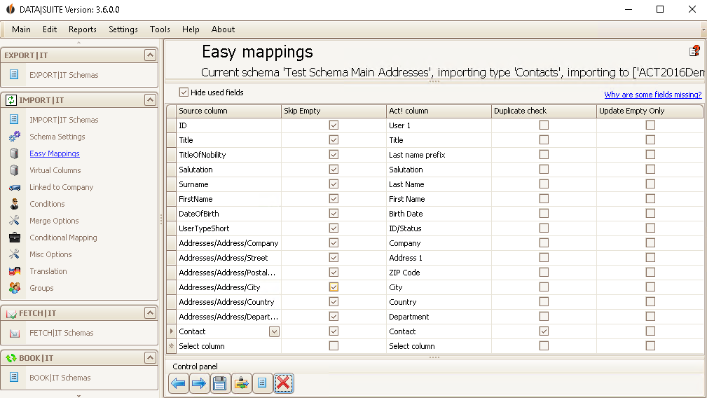 how to import main addresses 5