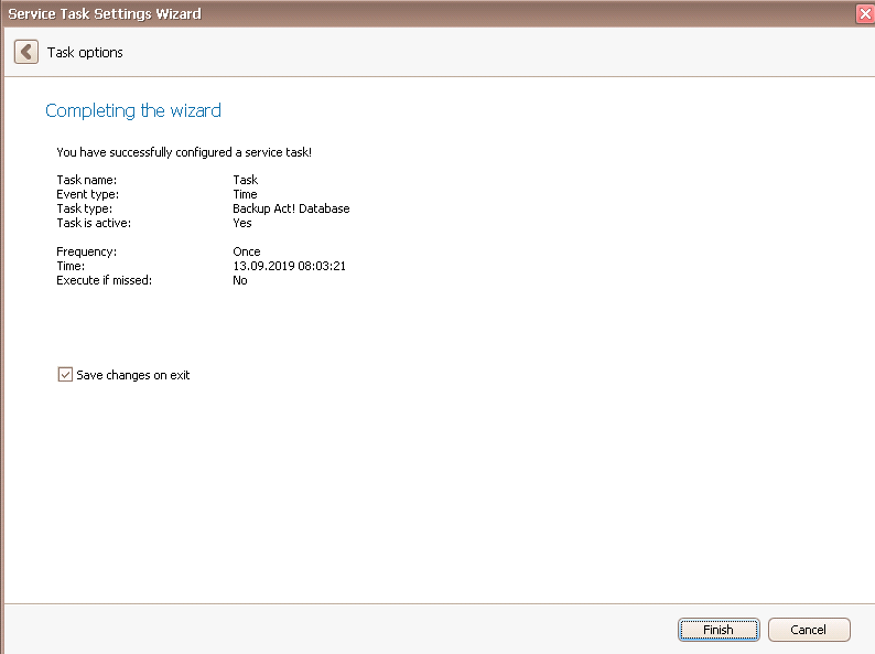 serviceit backup act database 3