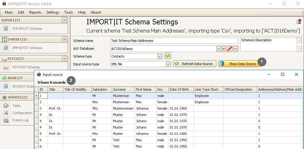 how to import main addresses 2 new
