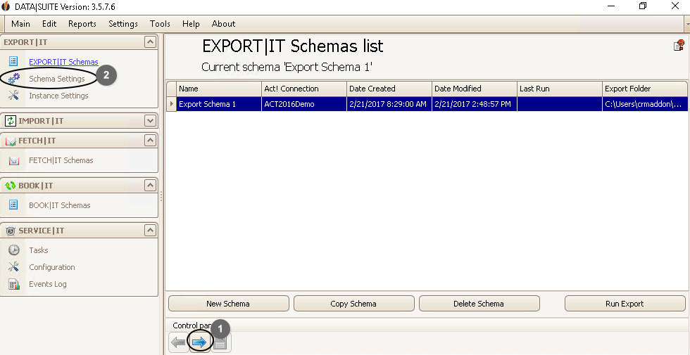 edit export schema