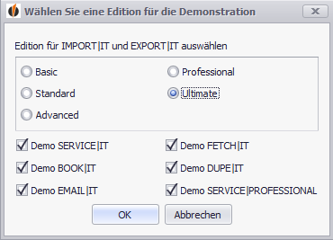 demo edition wählen