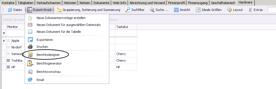 tableit berichtsdesigner aufruf