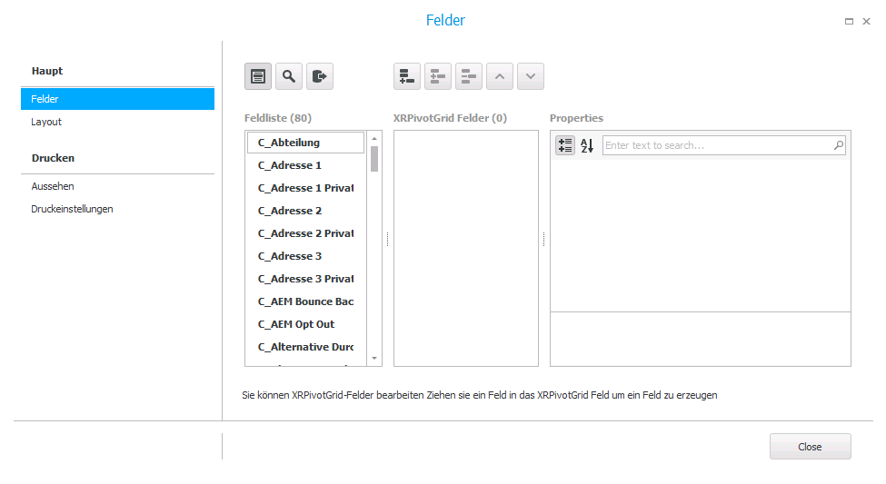 professioneller report designer erweiterte Symbolleiste