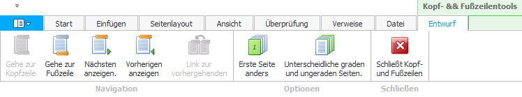 report kopf und fusszeilen reiter
