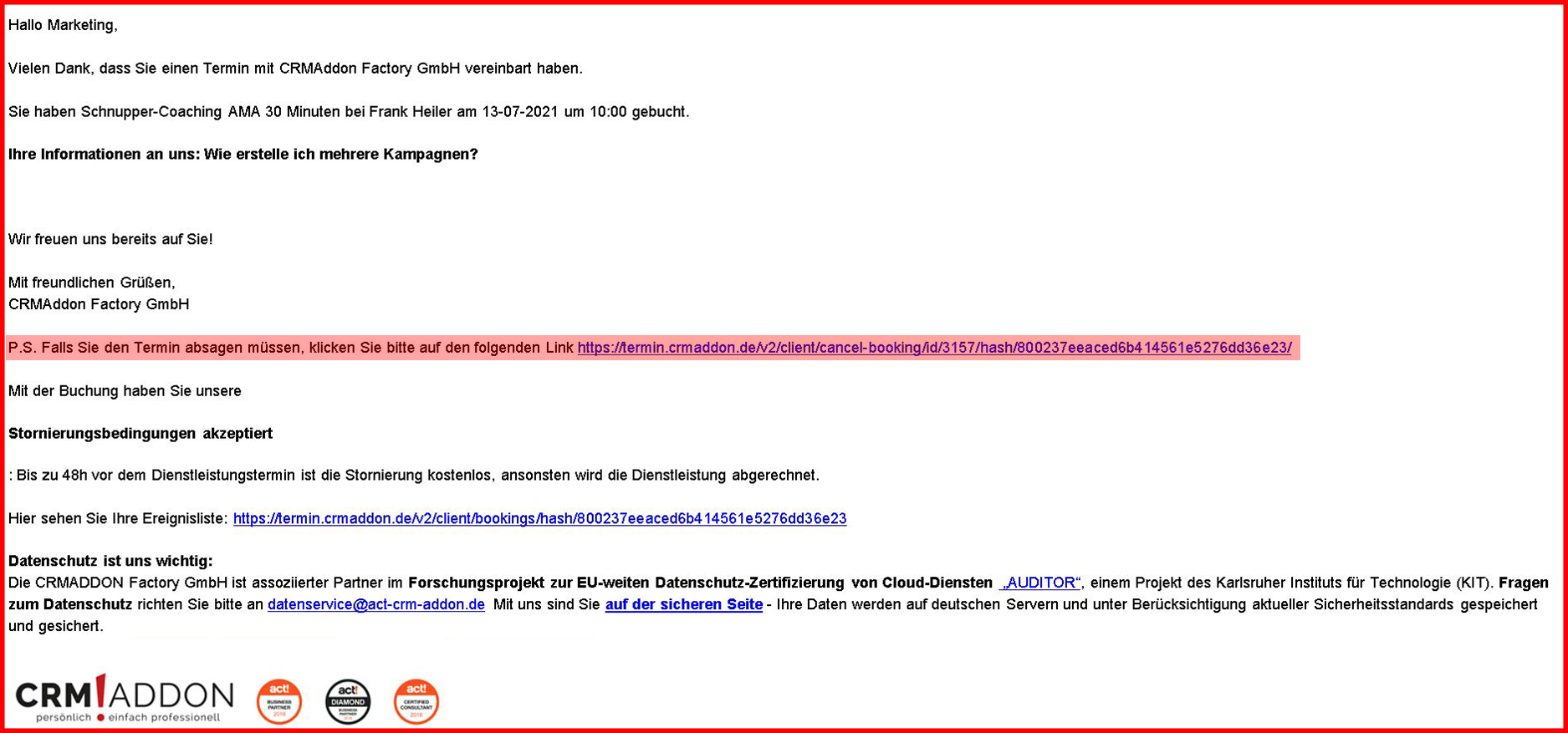 Bestätigungs-Email
