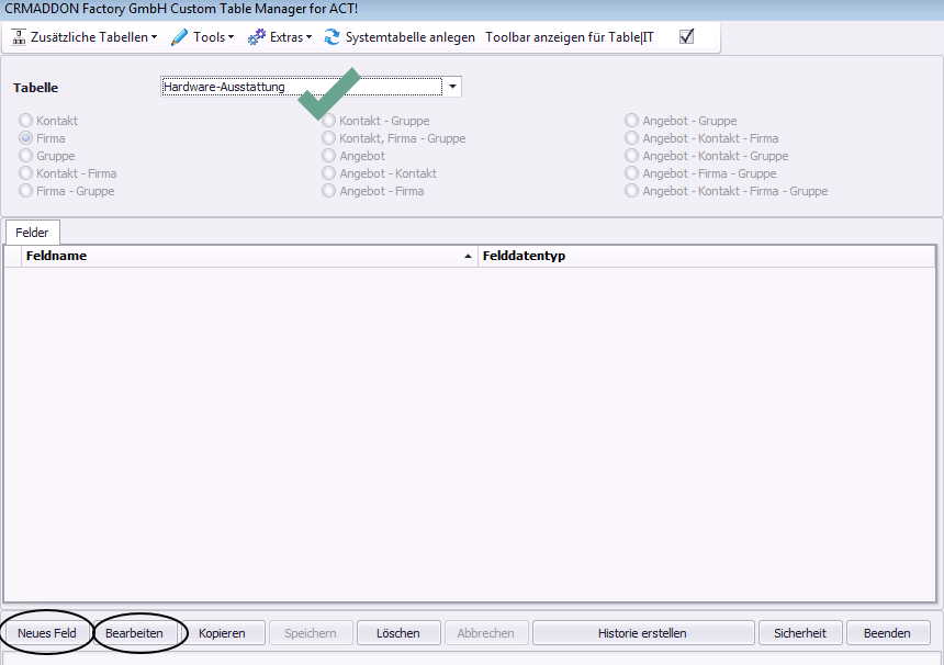 tableit table manager neues feld oder bearbeiten