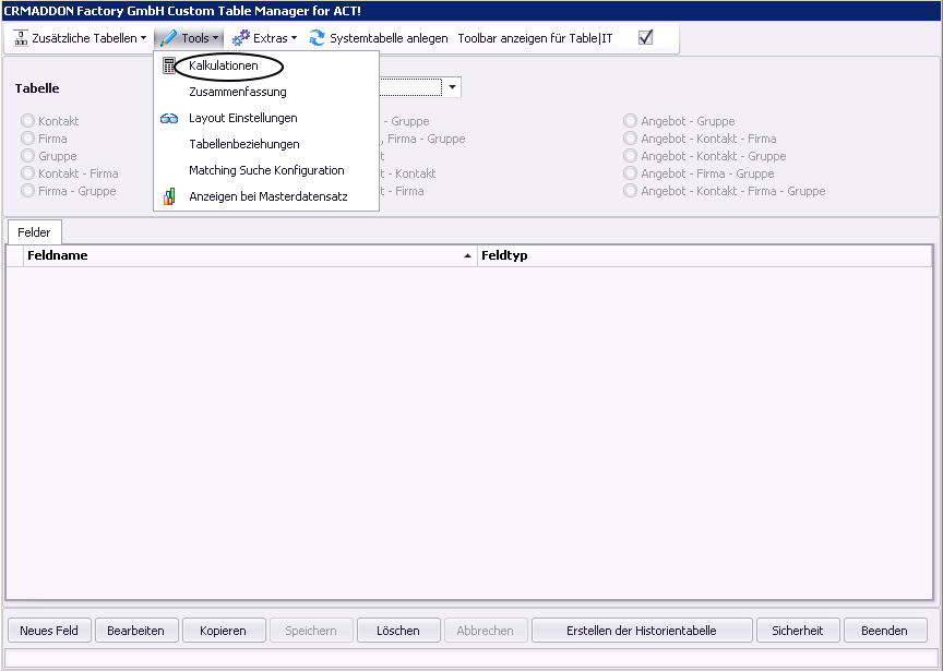 tableit manager kalkulationen