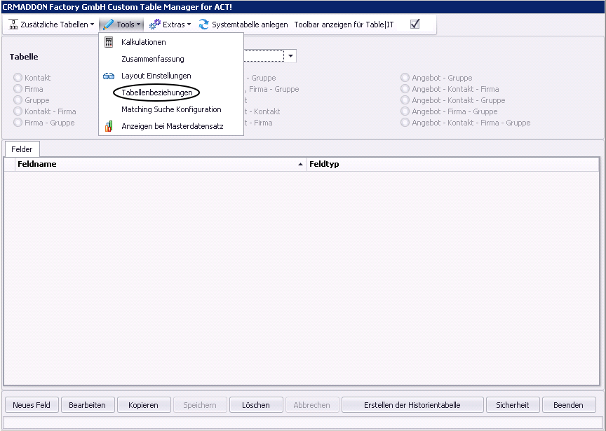 tableit layout manager tabellenbeziehungen