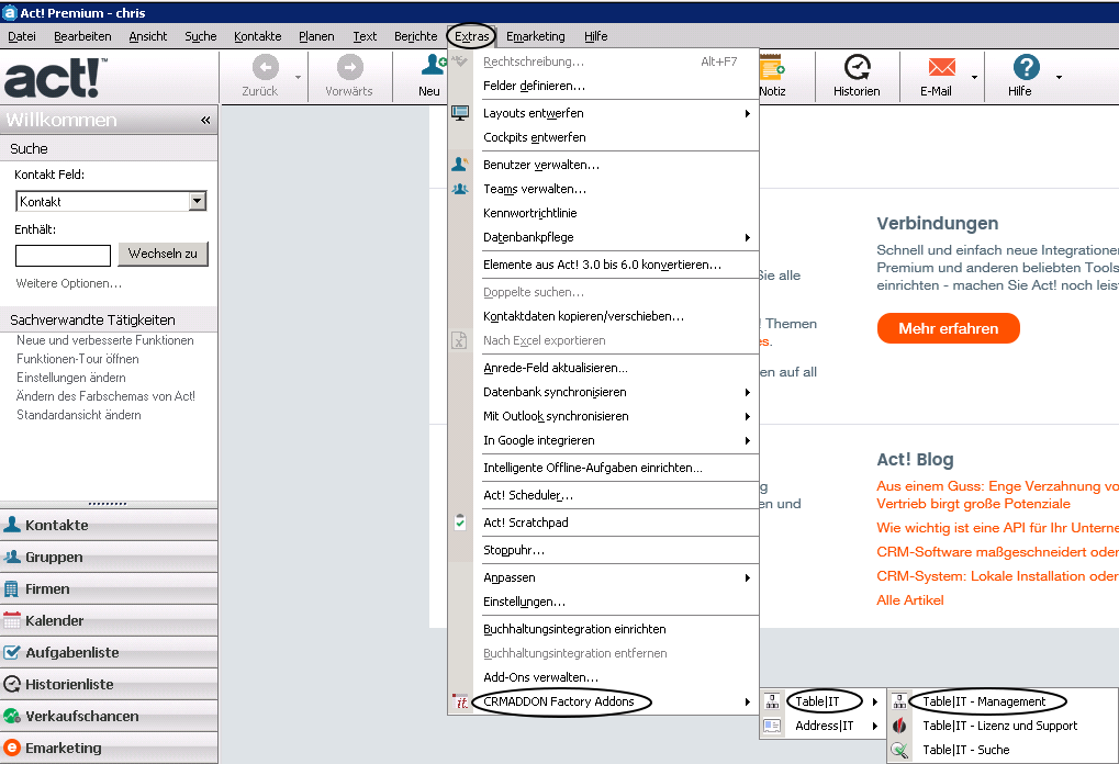 tableit aufruf tablemanager