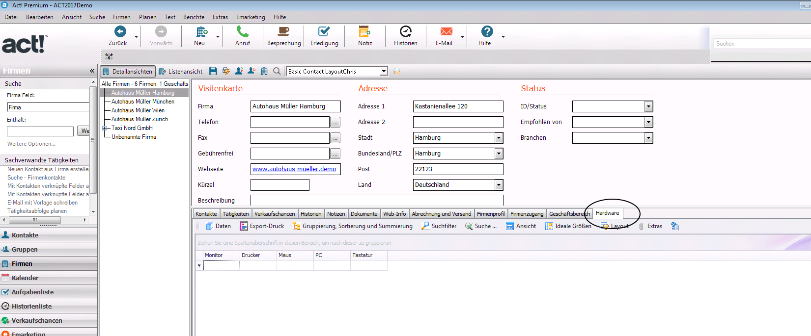 tableit neue tabelle eingebunden in act