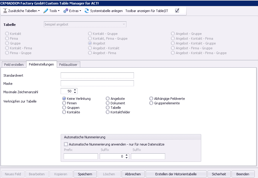 tableit registerkarte feldeinstellungen