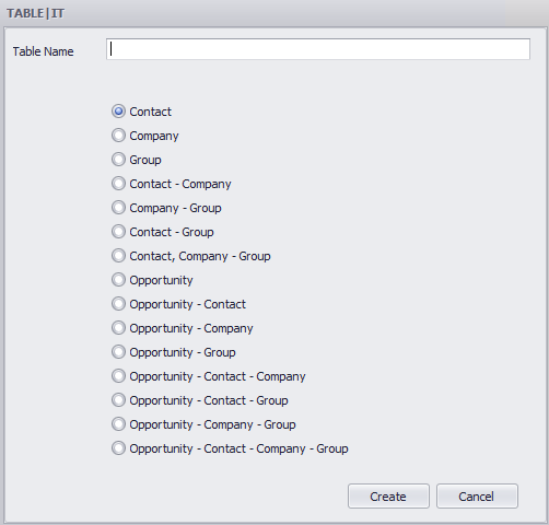 create a new table 2